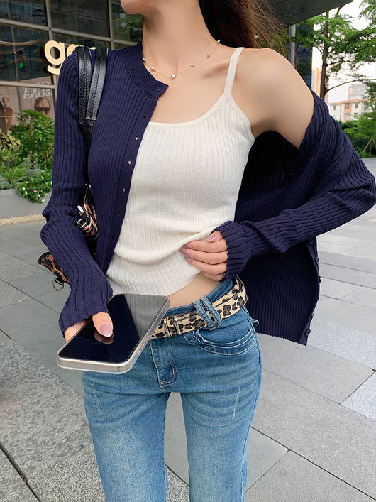 Cardigan Tejido Abotonado para Mujer con Chaleco Integrado - Image 35