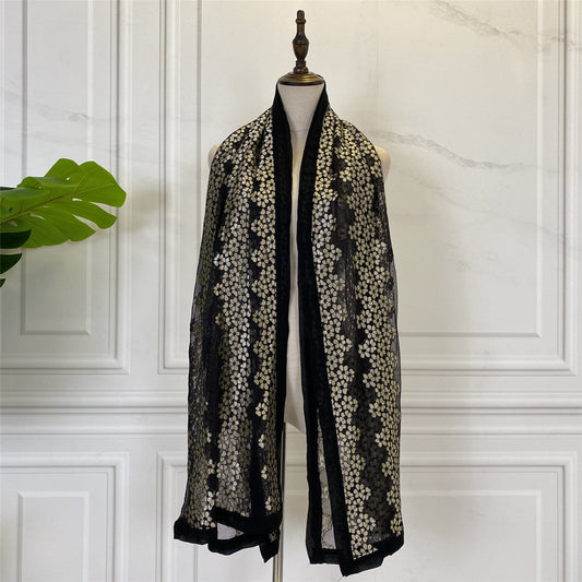 Pañuelo para Cabeza con Bordado Floral para Mujer