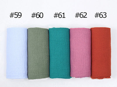 Pañuelo de Algodón y Lino Plisado - Colores Puros - Image 48