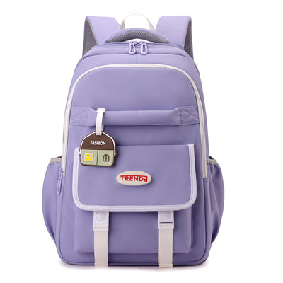 Mochila Escolar Niña Estilo Preppy Multicolor Ligera Doble Compartimento - Image 7