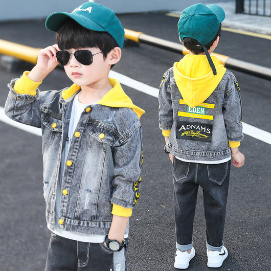 Chaqueta Denim con Capucha para Niño - Primavera Otoño - Image 9