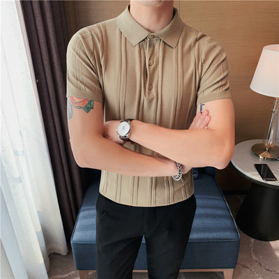 Polo Tejido de Manga Corta para Hombre con Textura y Elasticidad - Image 33