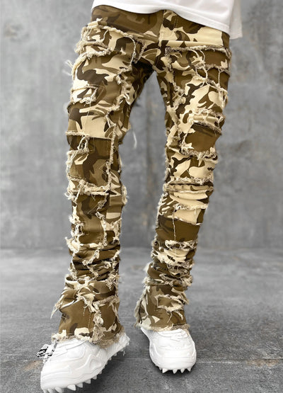 jeans, trousers, beige, white, burgundy, ripped, distressed, patched - Image 7