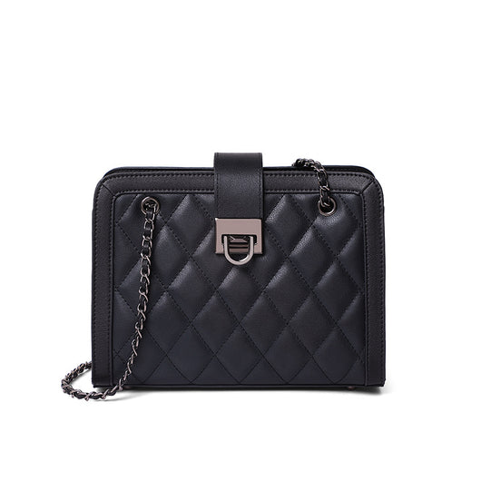 Bolso Bandolera Cuadrado Pequeño de Cuero Genuino con Cadena - Image 11