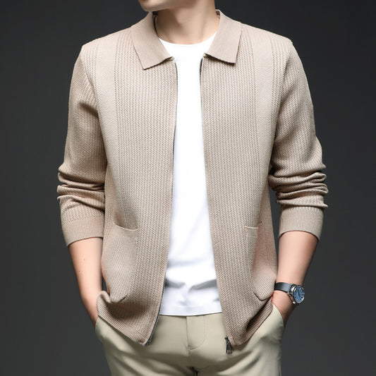 Cardigan Tejido con Cierre para Hombre - Abrigo Casual Elegante