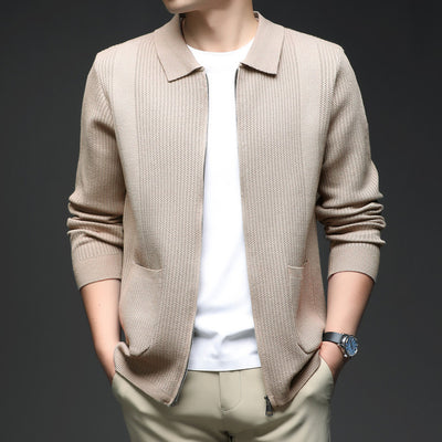 Cardigan Tejido con Cierre para Hombre - Abrigo Casual Elegante