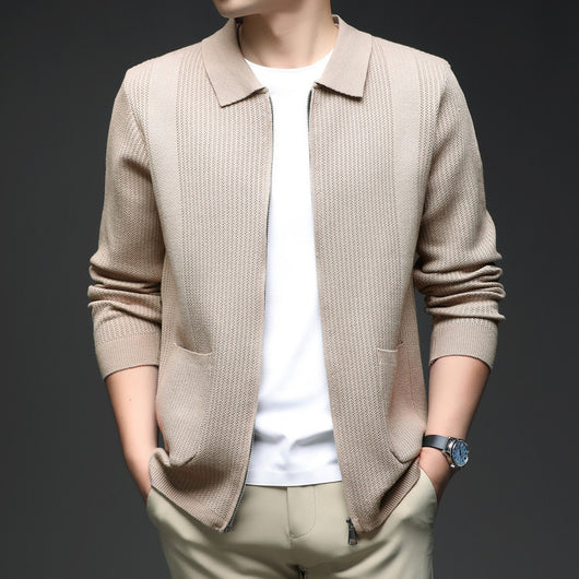 Cardigan Tejido con Cierre para Hombre - Abrigo Casual Elegante