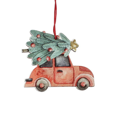 Set de 3 Adornos Navideños Vintage con Camión y Árbol en Madera - Image 15