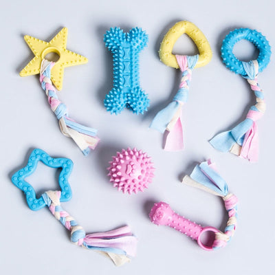 Three colorful fish skeleton dog toys in blue, green, and pink, measuring 13cm long and 5cm wide. - Image 5