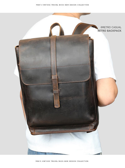 Mochila de Cuero para Viajes de Gran Capacidad con Compartimento Laptop - Image 18