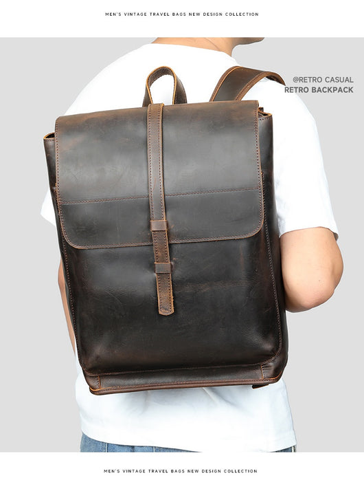 Mochila de Cuero para Viajes de Gran Capacidad con Compartimento Laptop - Image 18