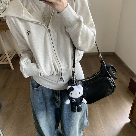 Sudadera Abrigo Gris con Capucha de Manga Larga para Mujer