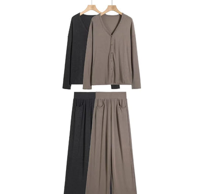 Conjunto de Pantalón Recto y Blusa Manga Larga Color Sólido - Image 15