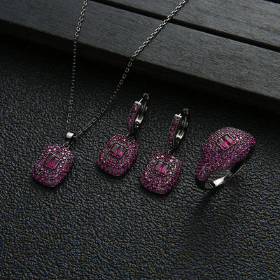 Aretes Cuadrados de Circonio Verde con Colgante Redondo - Image 10
