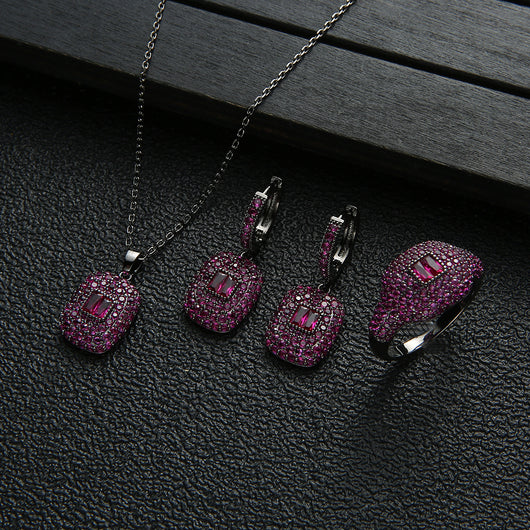 Aretes Cuadrados de Circonio Verde con Colgante Redondo - Image 10