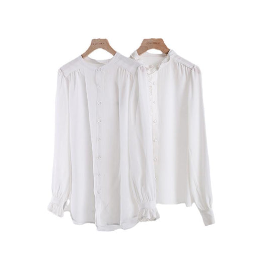 Blusa Francesa Elegante con Cuello Parado y Mangas Abullonadas para Mujer - Image 3