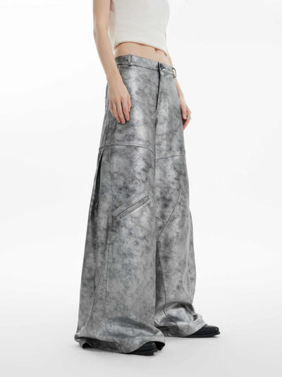 Pantalón Plata Holgado de Pierna Ancha - Casual Moderno - Image 5