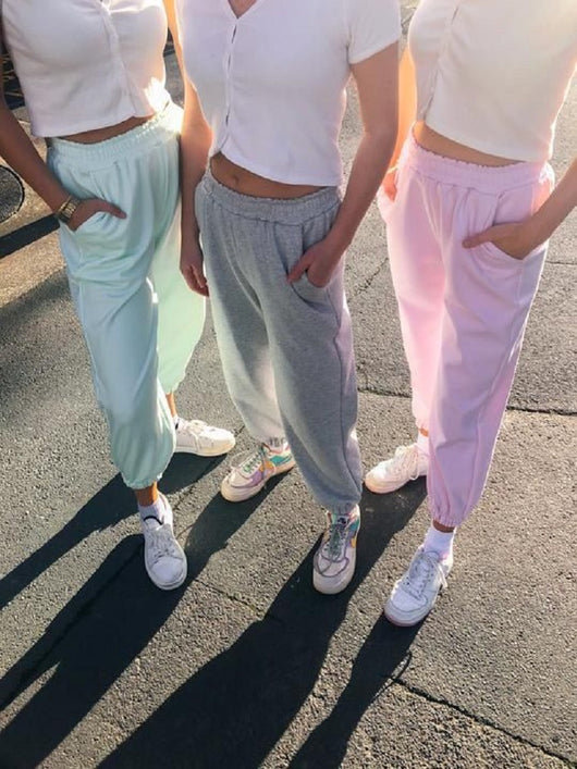 Pantalones Deportivos Cintura Alta Elásticos Holgados - Image 9