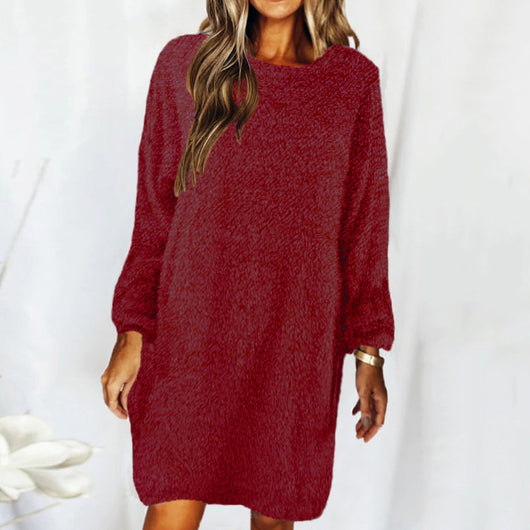 Vestido Suéter Largo Holgado en Felpa - Image 7