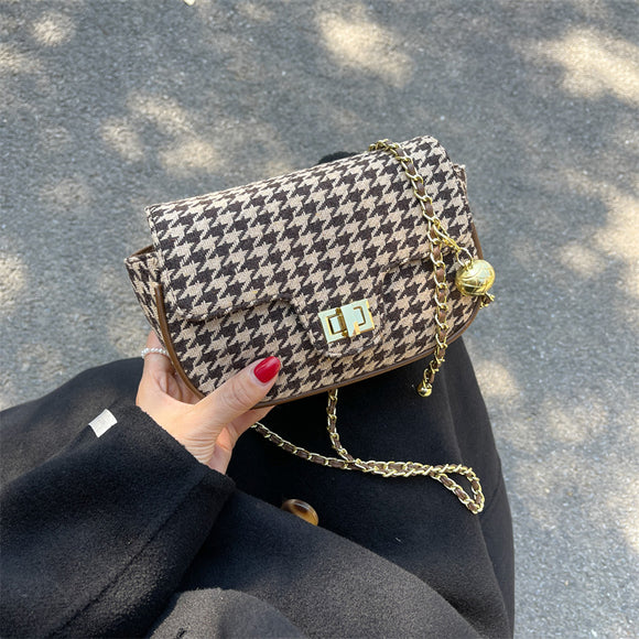 Bolso Mensajero Cuadros Lana Coreano Elegante