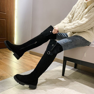 Botas Altas Estilo Coreano con Tacón Grueso y Diseño Ajustado - Image 6