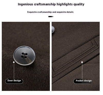 Abrigo de Lana Reversible para Hombre - Cuello de Traje Medio Largo - Image 32