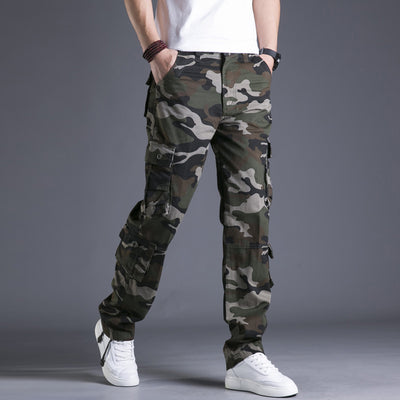 Pantalones Cargo Sueltos de Algodón con Múltiples Bolsillos - Camuflaje Hombre Talla Grande