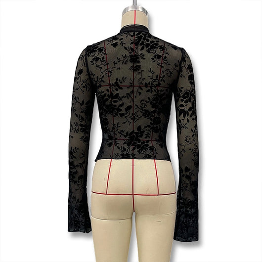 Blusa de Gasa Elegante Semitransparente Ajustada para Mujer - Image 11