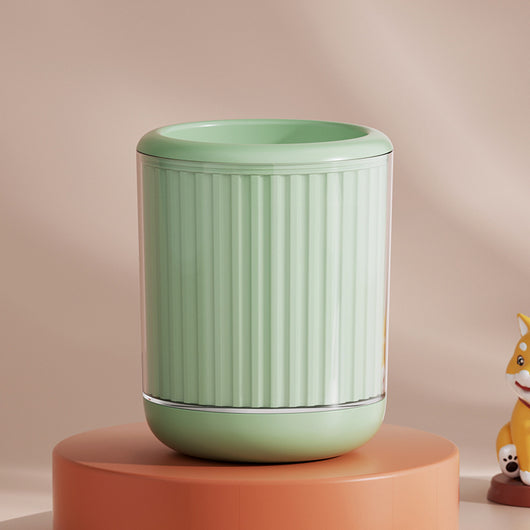 Light blue pet foot washing cup with a white paw print design, ribbed texture, and smooth base. - Image 8