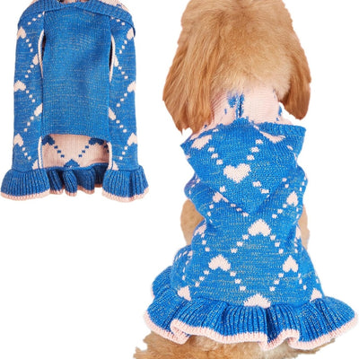 Suéter Hoodie para Perros Pequeños - Abrigo Invierno Tejido con Corazón