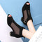 Botines Mesh Tacón Grueso Punta Afilada - Calzado Fresco para Primavera y Verano