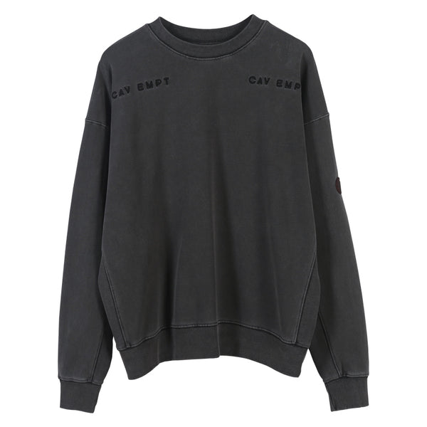 Suéter Hombre Cuello Redondo Gris Oscuro Teñido Batik Relajado