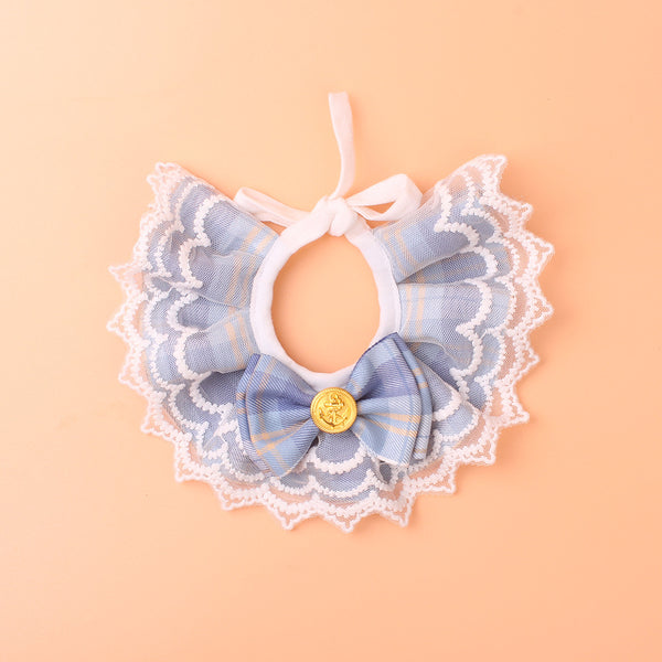 Babero Decorativo para Gatos con Encaje y Moño - Protector de Saliva