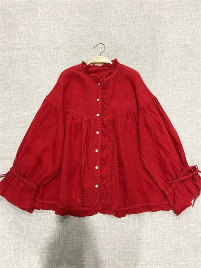 Blusa Lino Artística Estilo Japonés con Mangas Princesa - Image 14