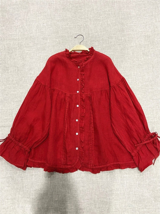 Blusa Lino Artística Estilo Japonés con Mangas Princesa - Image 14