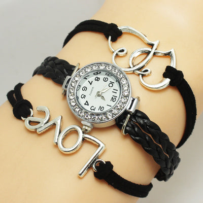 Reloj Pulsera Doble Corazón Tejido Multicapa - Acero Aleado - Image 12