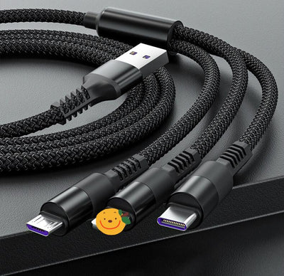 Cable de Carga Rápida Trenzado Nylon 3A - Conector Redondo Múltiple