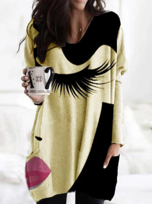 Blusa de Cuello V con Estampado y Ruedo Irregular - Image 11