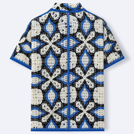 Polo Tejido Jacquard Geométrico con Detalles Calados - Image 4