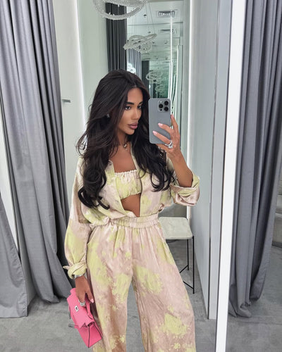 Conjunto de 3 Piezas: Camisa Manga Larga con Solapa, Top Tubo y Pantalón Ancho - Image 33