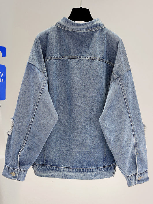 Camisa Denim Superpuesta Oversize - Estilo Urbano Desenfadado - Image 4