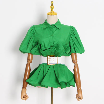 Blusa Princesa con Volantes y Solapa Simple - Image 11
