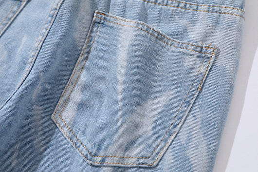 Jeans Rectos Oversize Tie Dye Lavado Desgastado para Hombre - Image 17