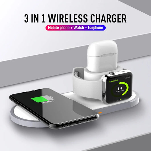 Cargador Inalámbrico 3 en 1 para Teléfono, Reloj y Auriculares - Image 9