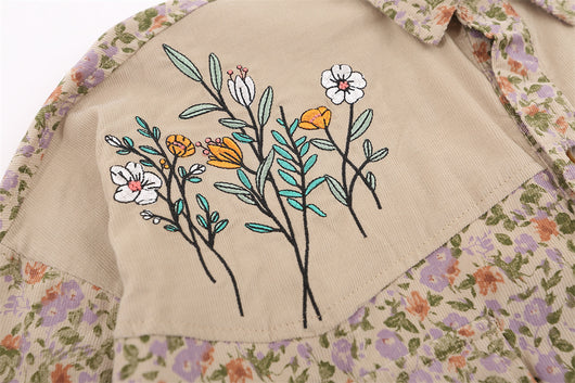 Camisa Cardigan Floral para Hombre - Bordada con Solapa, Manga Larga Suelta - Image 10
