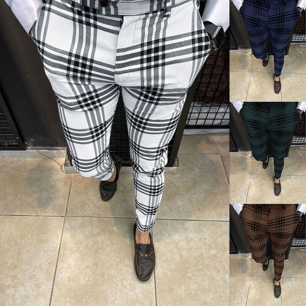Pantalones Casuales a Cuadros y Rayas para Hombre Talla Grande
