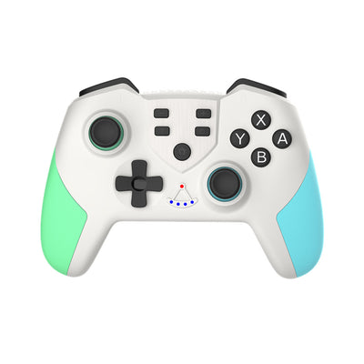 Black wireless Bluetooth gamepad with red left grip and blue right grip, dual joysticks, and action buttons. - Image 9