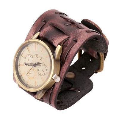 Reloj de Pulsera Vintage en Cuero Ancho para Hombre - Image 8