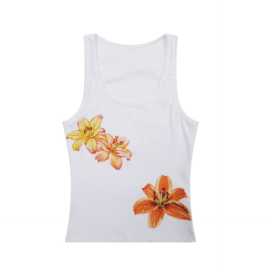 Camiseta Estampado Floral Estilo Americano Corte en I - Image 2