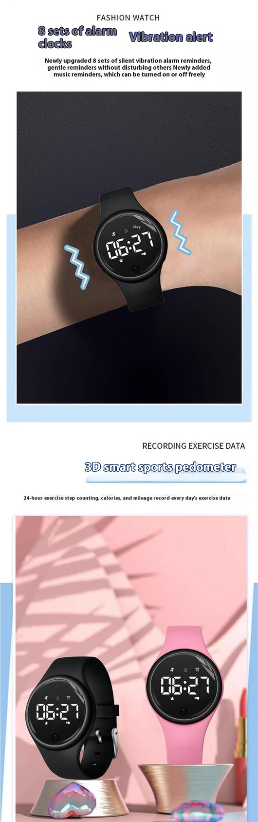 Reloj Inteligente Silencioso para Estudiantes con Vibración y Alarma - Image 10